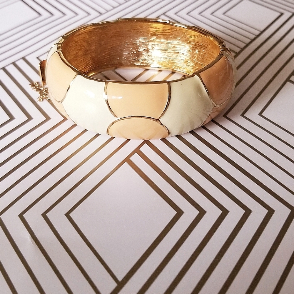 Modern Enamel Statement Bangle Bracelet - image 1